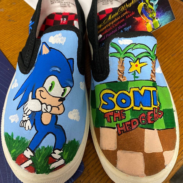 Handpainting shadow and sonic the hedgehog shoes  Trending shoes, Trending  womens shoes, Shoes teen