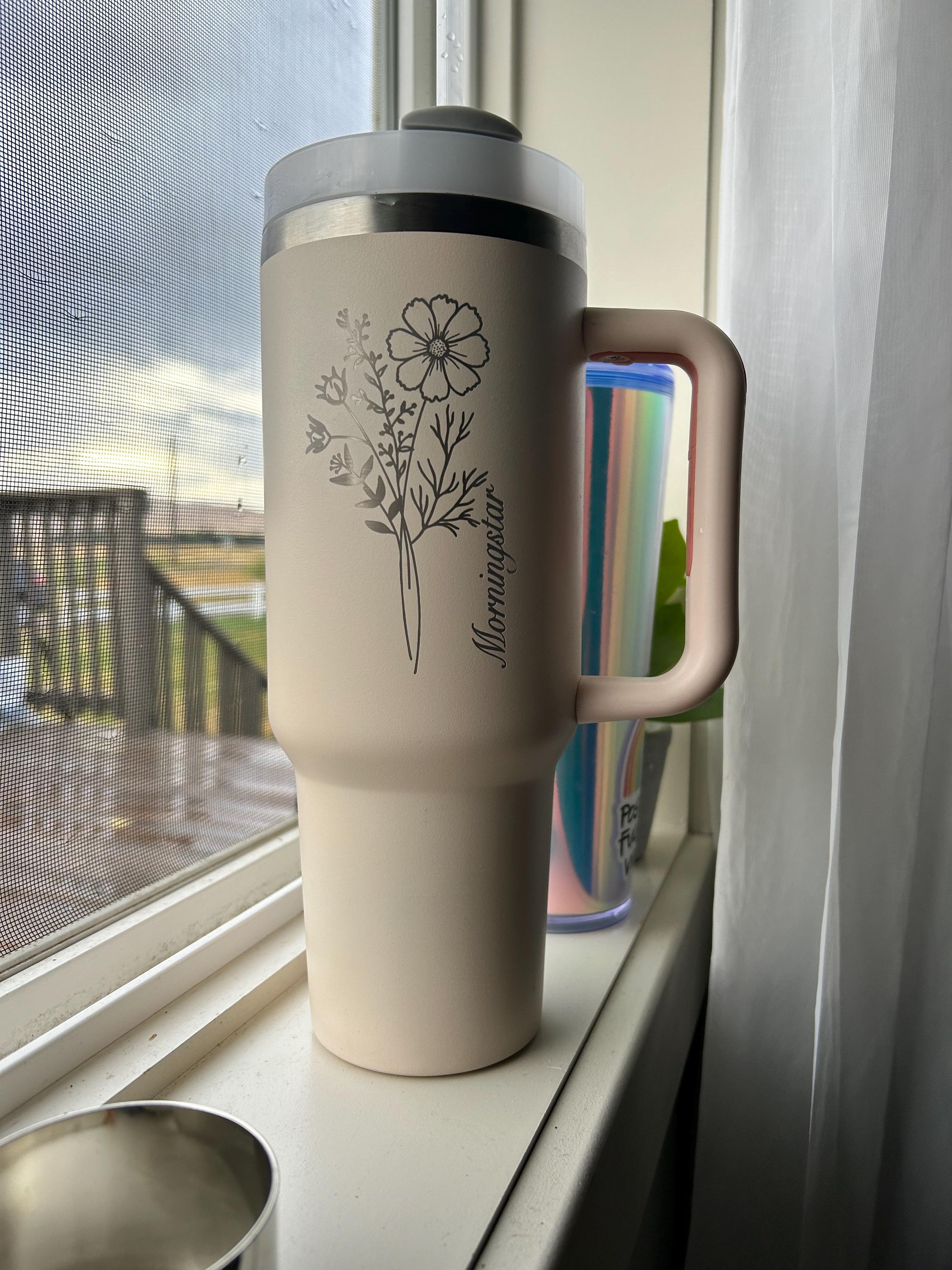 Personalized Birth Flower 40oz Tumbler | Custom Bridesmaid, Mom, Gift for Girls' Trip & Vacation