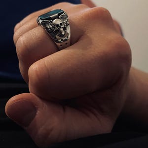 Anello Uomo Biker In Argento Sterling 925 - Teschio Grande E Massiccio - Taglie USA 7-11.5