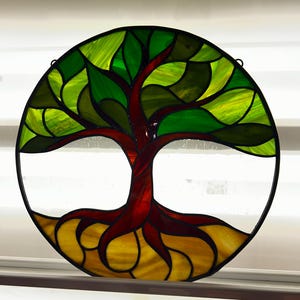 生命の樹ステンドグラスパターン PDF デジタルファイル - 円と正方形の