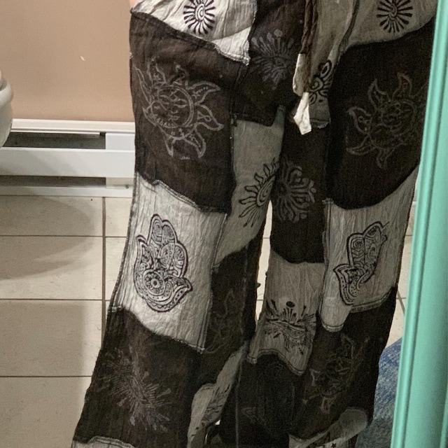 Patchwork Cotton Harem Pants, Gothic Patch Unisex Jogger