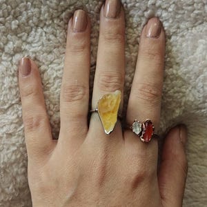 Customer photo from Cat, Vertical Large Raw Citrine Ring, November Birthstone