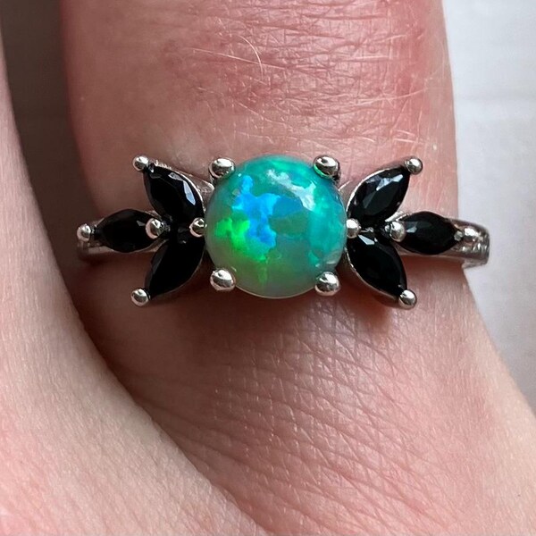 Aquamarine & Emerald Spring Infinity Ring