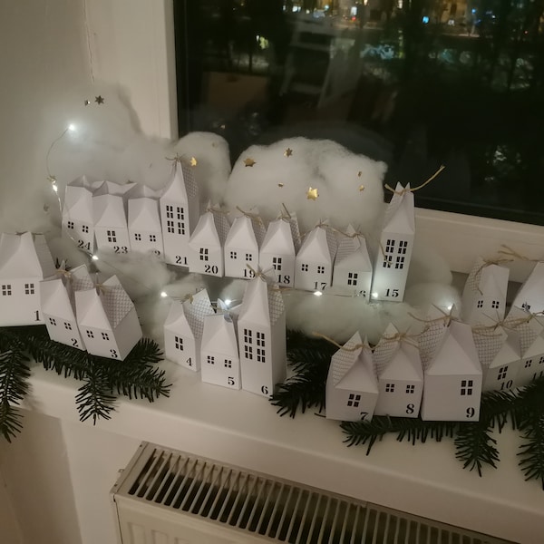 Printable diy advent calendar houses etsy australia
