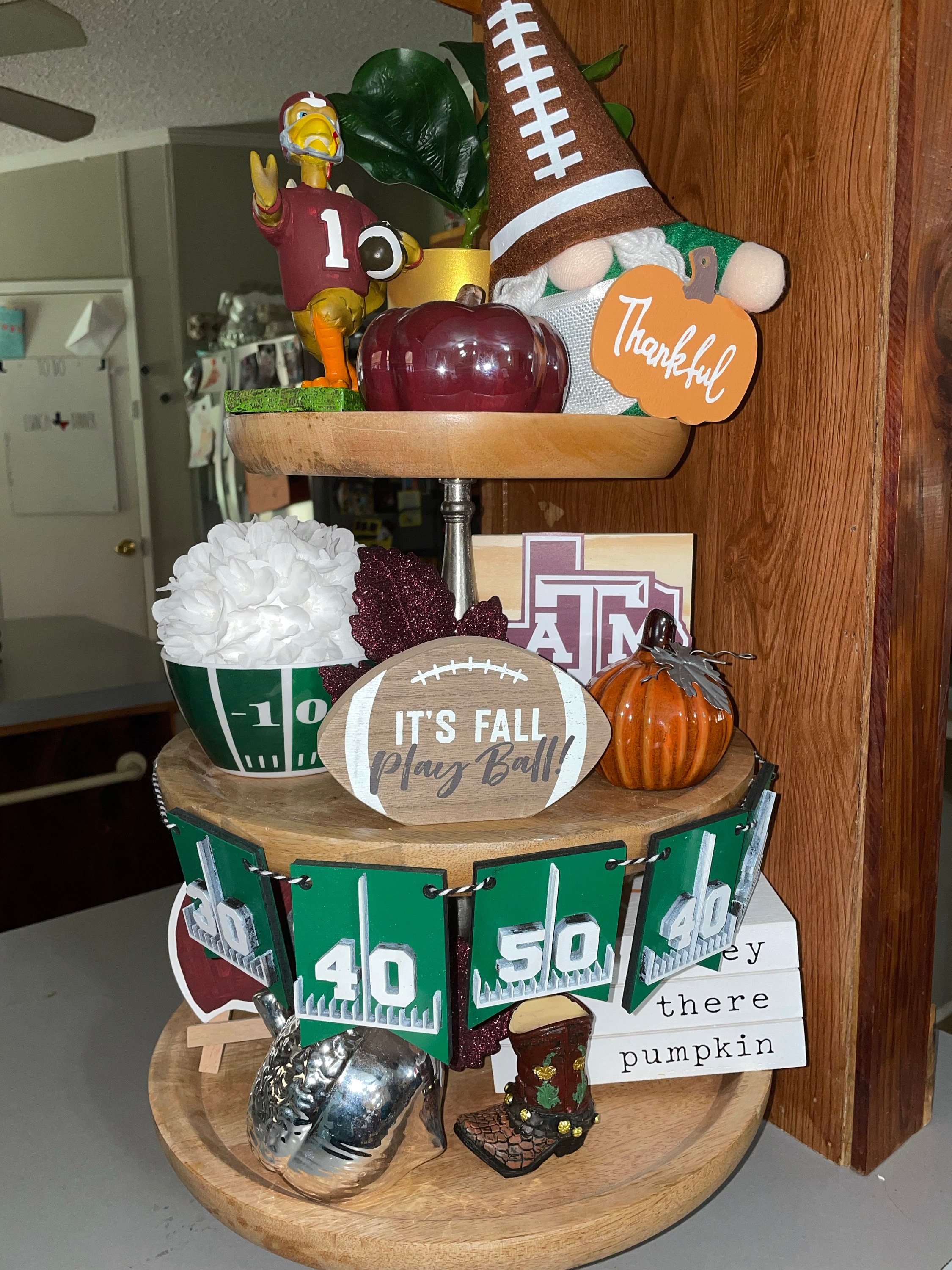 football tiered  tray decor/football decor/football signs/tiered tray signs/football tiered tray/Football decor/Football tray decor