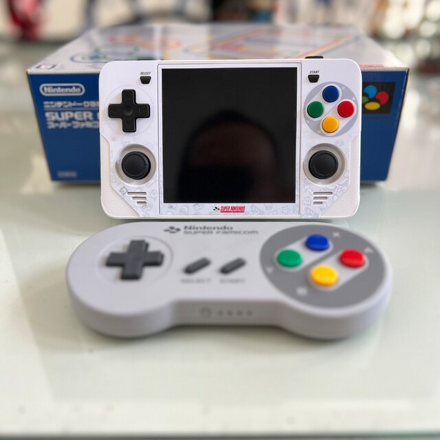RGB30 POWKIDDY SNES White Skin Stickers and Buttons (device