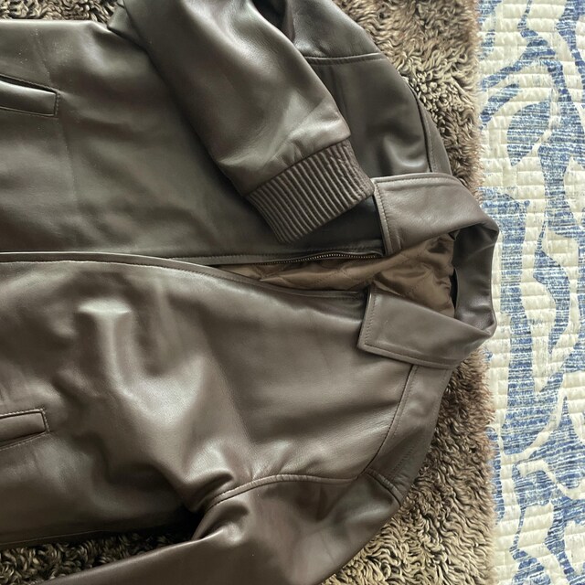 Oversized Brown Leather Bomber Jacket-womens 90s Retro Style