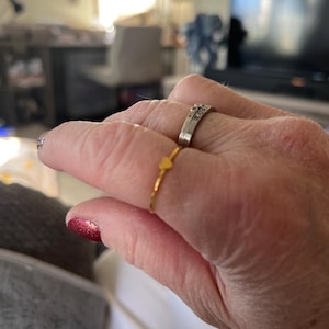 Customer photo, Tiny Heart Stacking Ring