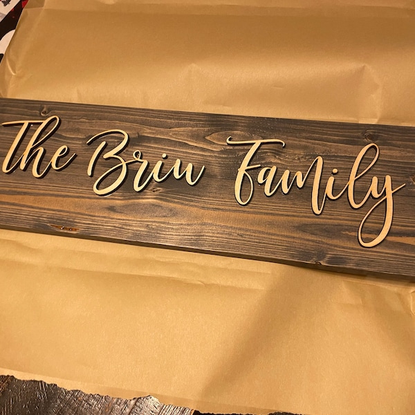 Laser Cut 3D Signs,, Personalized Family Name Sign, Rustic Decor ...