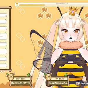 Stream Overlays Package for TikTok Channel, Dark Purple Galaxy Theme, Pixel Shining Stars, Cute Night Scenes