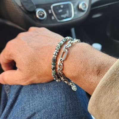 Layered Stainless Steel Chain Bracelet in Silver