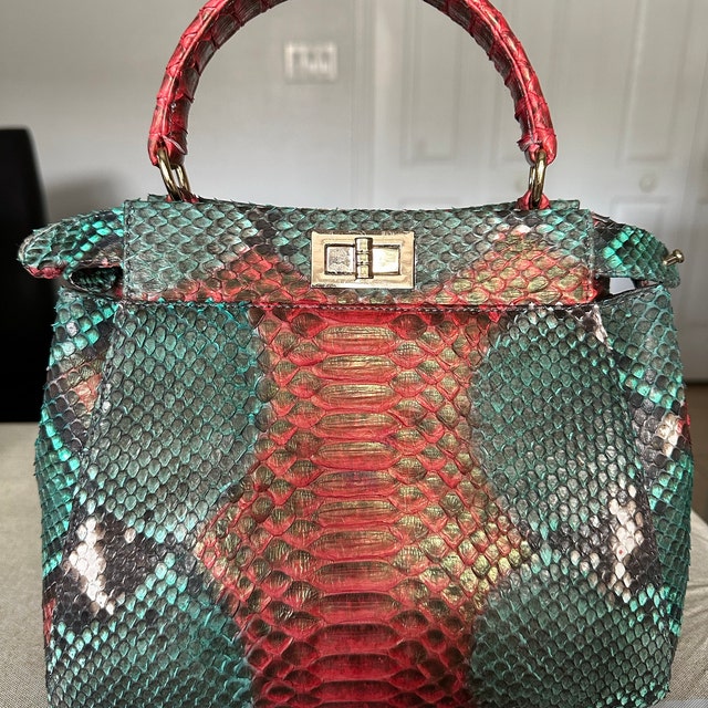 Python Bag, Snakeskin Bag, Pink Handbag, Luxury Bag, Python