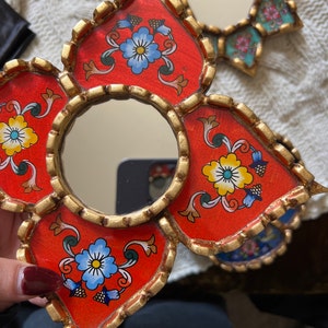 Handmade Small Accent Wall Mirror set of 3 | Peruvian Decorative mirrors of 6" for wall decoration | Wall Hangings Mirrors | Gifts for her