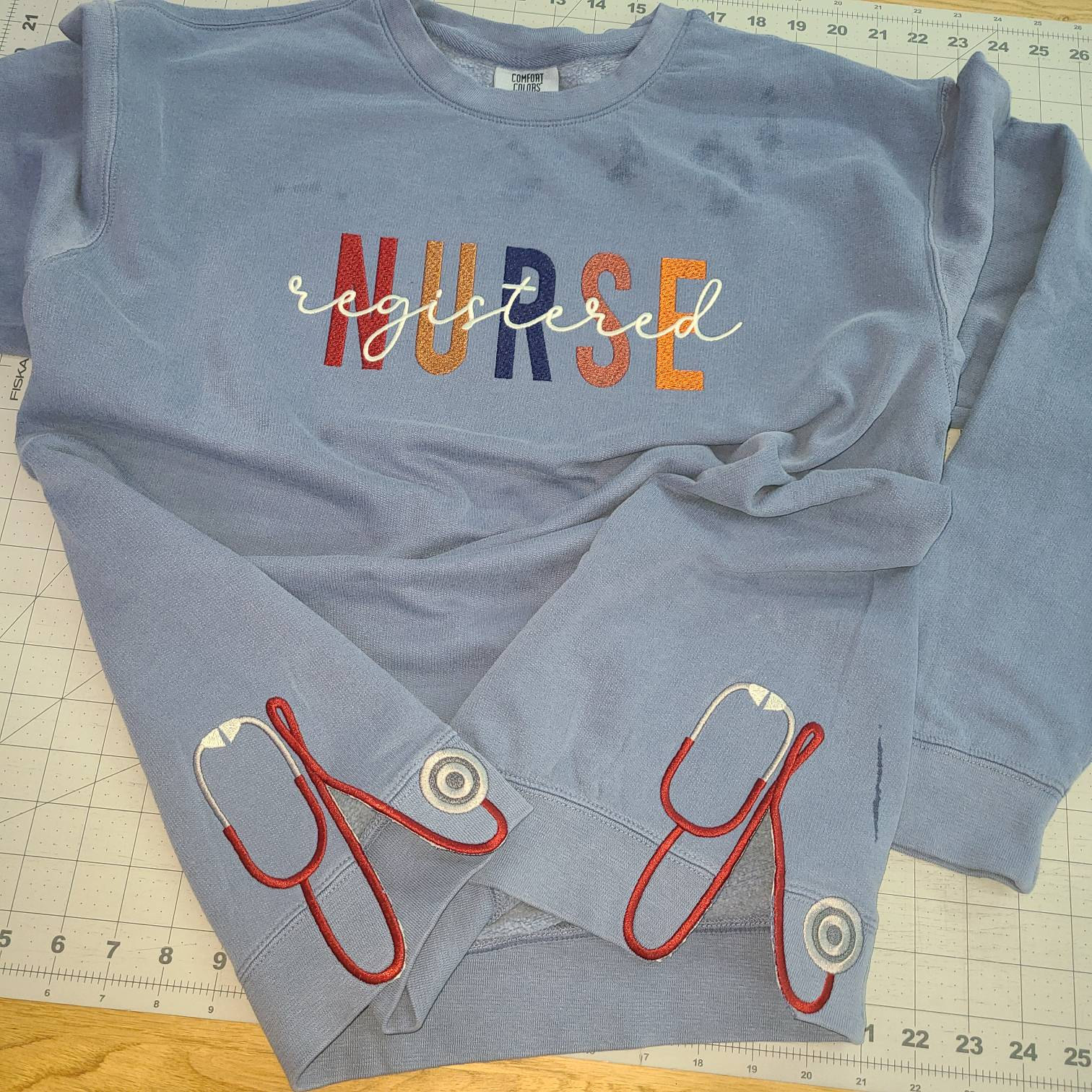 Customer project using Therapist Medic Stethoscope Split Side Seam embroidery design