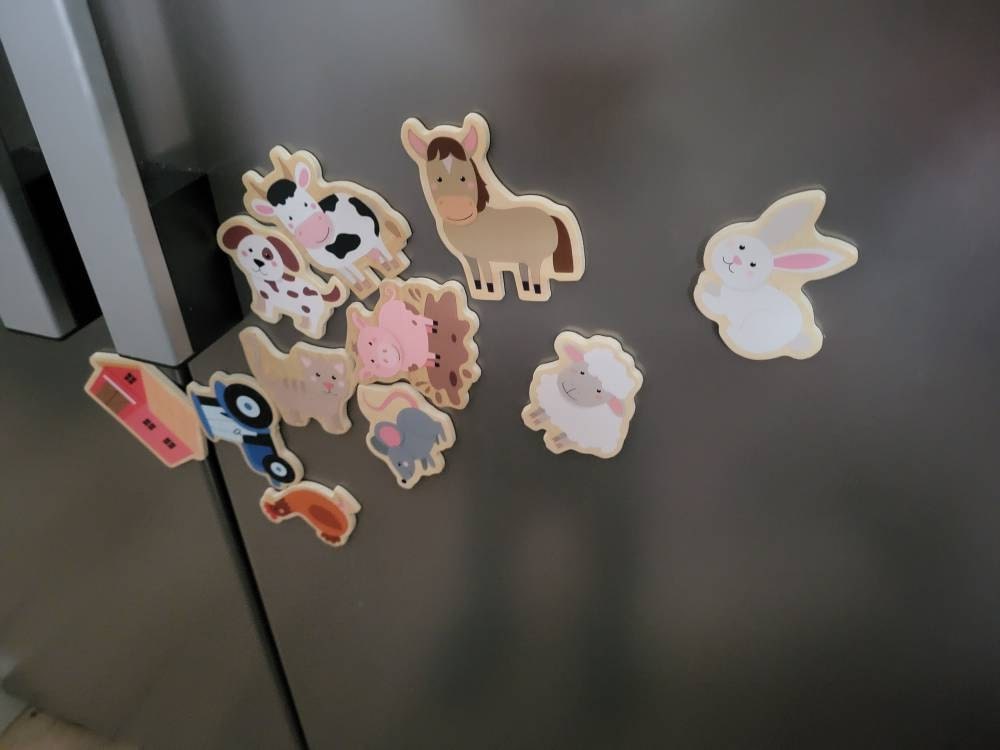 Fridge magnets: farm, board magnets, fridge magnets, wooden magnets, gift for children, birthday gift, children&#39;s activity