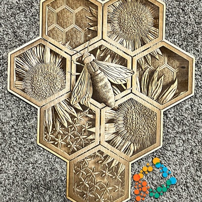 Digital Design File Bee Honeycomb Glowforge Laser Ready Engrave SVG 10 ...