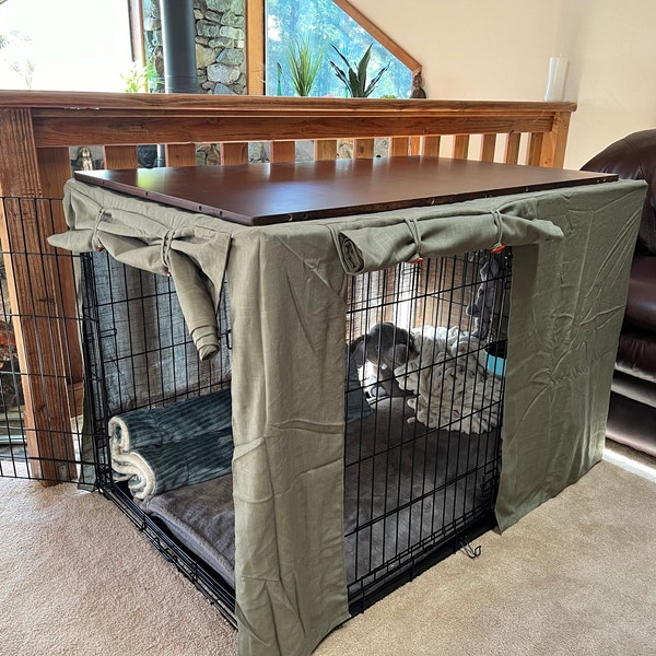 Image showcasing Custom Dog Crate Cover. Aesthetic Pet Kennel Cover in 6 Different Solid ...