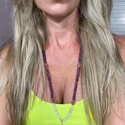 Truth Goddess Mala Necklace With Mystic Aura Quartz - Etsy