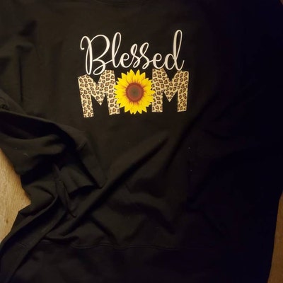 Blessed Mom, PNG File, Sunflower Clipart, Leopard Print, Sublimation ...
