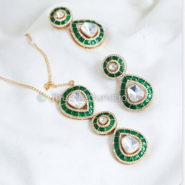 Black and Gold Traditional Kundan Polki Layered Necklace with Stones
