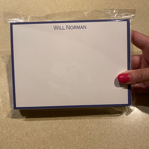 Personalized Classic Flat Note Card Set | Custom Masculine Solid Border ...