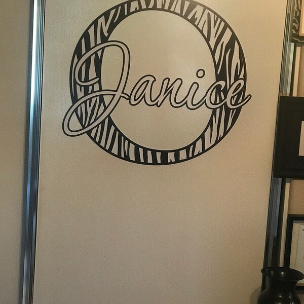 Custom Name Decal - Zebra Print Monogram Wall Decals - Personalized ...