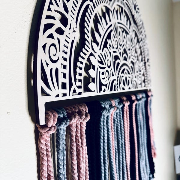 Half - Round Macrame SVG Base | Macrame Laser Cut File | Boho Mandala ...