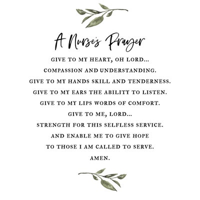Nurse's Prayer Nurse Prayer Nurse Prayer Printable Nurse Gift ...