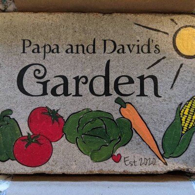 Grandpa Garden Stone With Names. 6x9 Personalized GARDEN Stone. Rustic ...