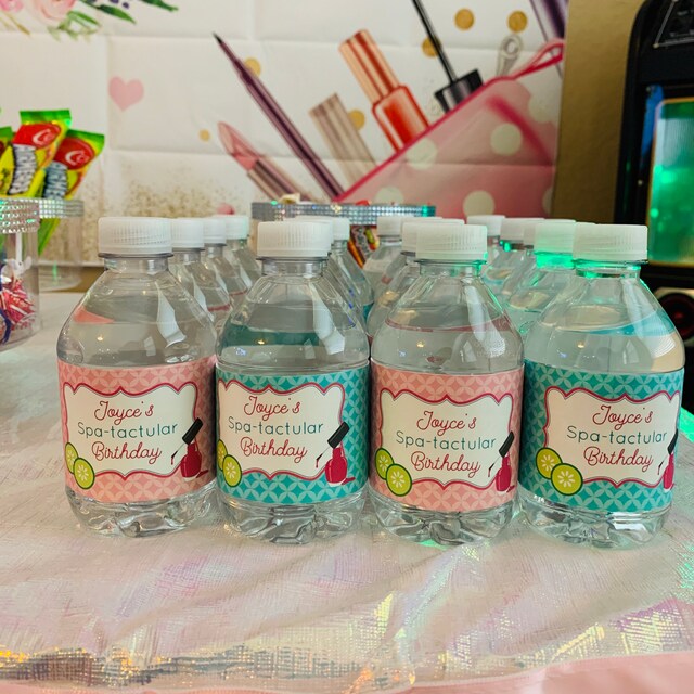 Custom Personalized Spa Party Water Bottles & Additional Assorted Themes –  Give Me Glam Events Creations