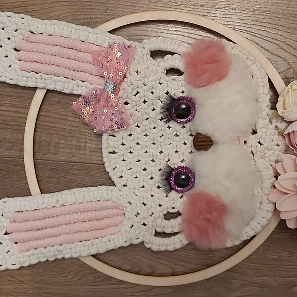 Macrame Rabbit PDF Tutorial, How to Easter Bunny Wall Hanging , Step-by ...