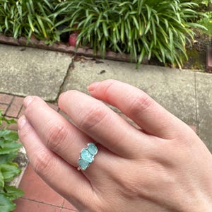 Customer photo from fushigihu, Triple Raw Aquamarine Ring in Yellow Gold, Smooth Stones