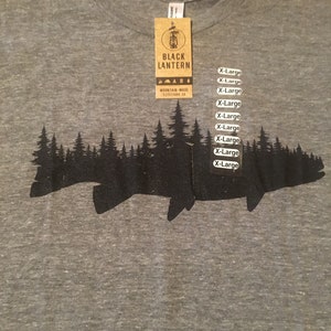 Fish and Forest T-shirt Men's Fishing T Shirts Fish and Forest Screen  Printed T Shirt Grey Blended Fabric T-shirt 