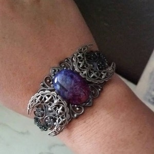 Dragons Breath Fire Opal Triple Moon Cuff Bracelet, Goddess Wiccan ...