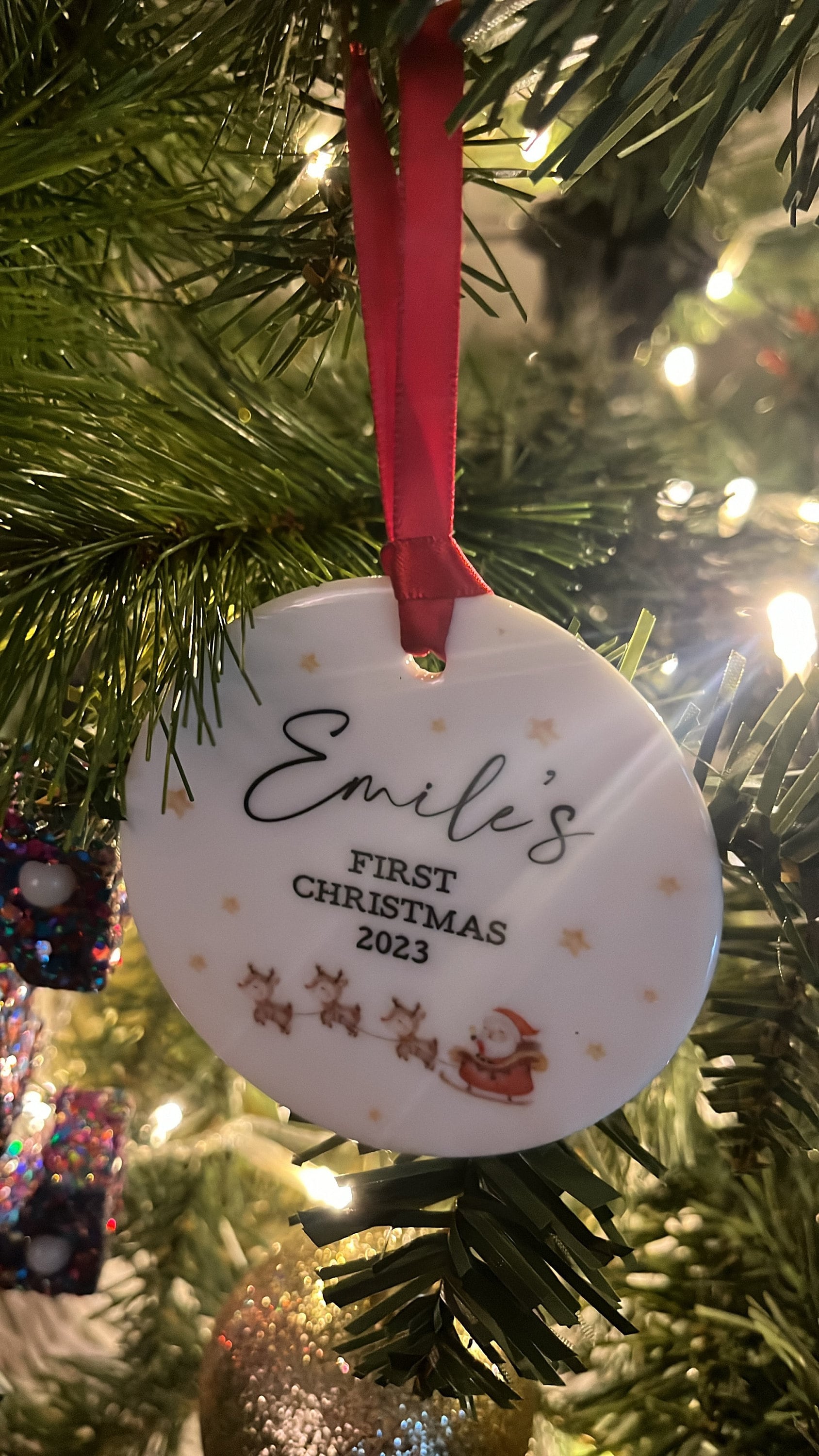 Babies First Christmas Bauble, Personalised first Christmas bauble, new baby bauble, First Christmas Gift, Personalised Santa Tree Decor