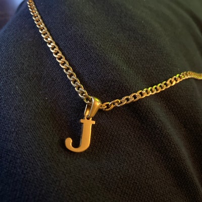 Men's initial necklace gold Clearance