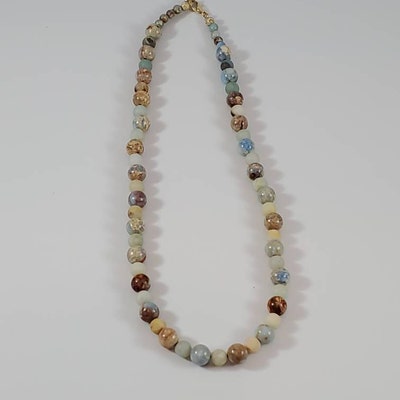 Carolina Blue Sea Sediment Jasper Beads: Round Gemstone Regalite ...