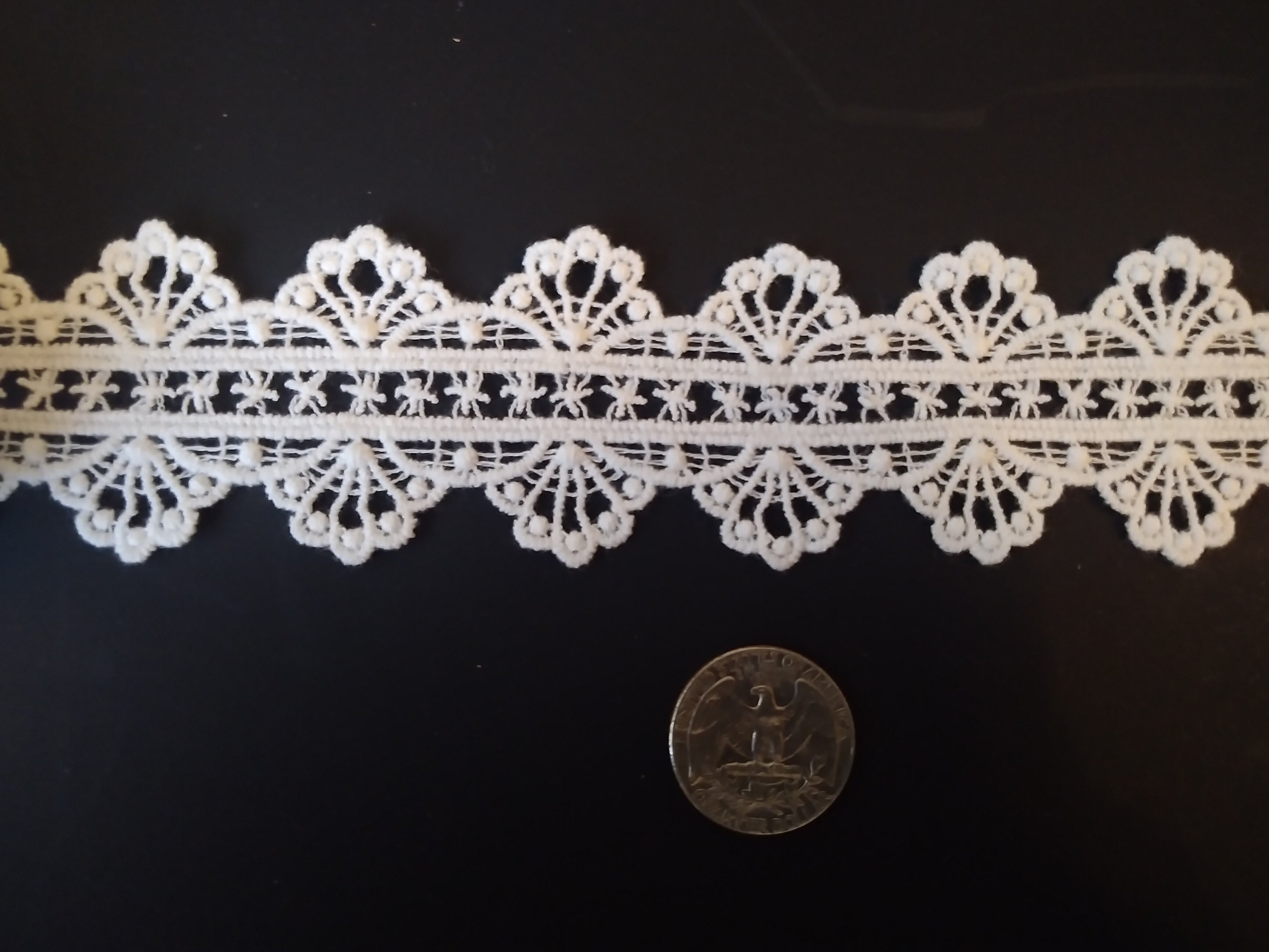 Natural, Off White 2 Various Width and Shape Cotton Lace Trim(LT4)