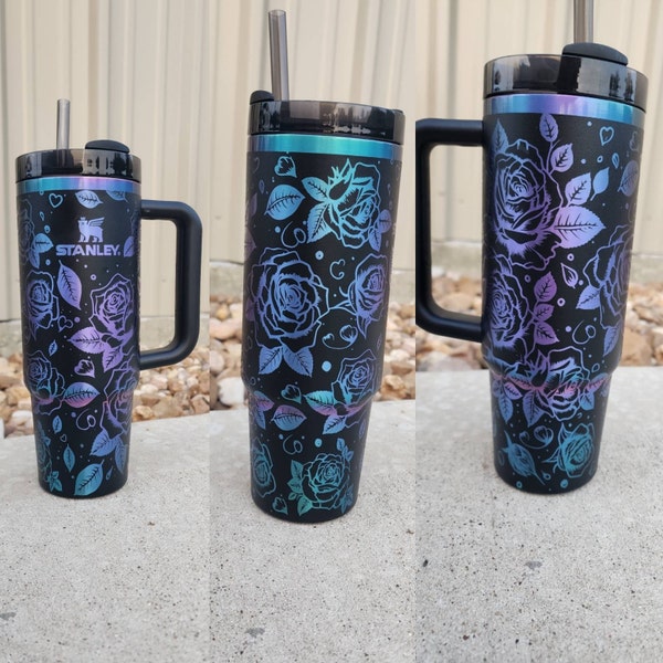 Rose Pattern Laser Engraved Full Wrap Design for 40 Oz Tumbler, Rose ...