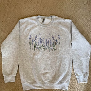 Vintage Flower Sweatshirt, Pressed Flower, Watercolor Floral, Lavender ...