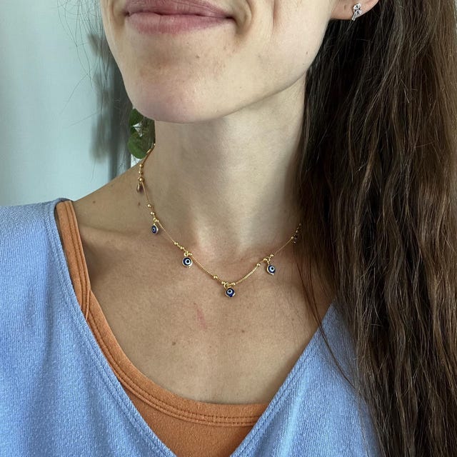 Traditional Evil Eye Necklace | Evil Eye Choker | Gold Evil