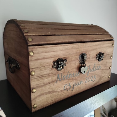 Creative Deco Boîte En Bois Pour Enveloppes 29x25x30 Cm Avec Couvercle Et Clé - Urne Mariage Anniversaire