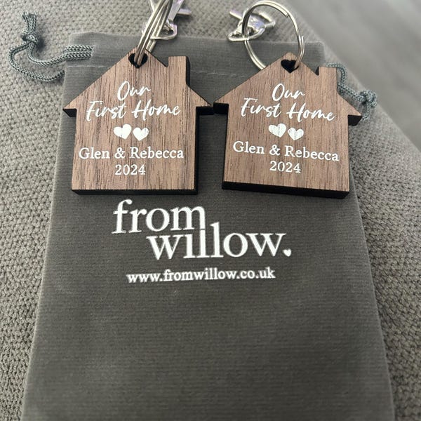 Personalised First Home Keyrings, New Home Keyrings, House Keyrings Set ...