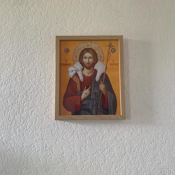 Customer photo of Jesus the Good Shepherd Orthodox Icon Print, Byzantine Devotional Gift, Holygraceart