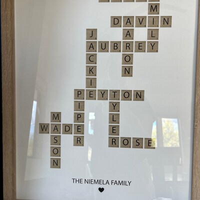 Personalized Family Name Sign, Crossword Scrabble Print, Custom Family ...