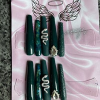 XXXL Blue French Press on Nails Extra Long Fake Nails French Luxury Gel