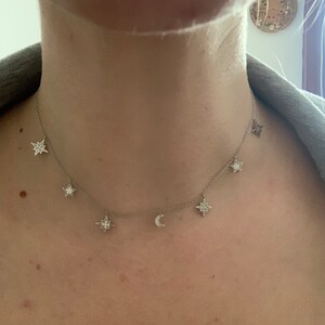  Anglacesmade Layered Choker Necklace Star and Moon