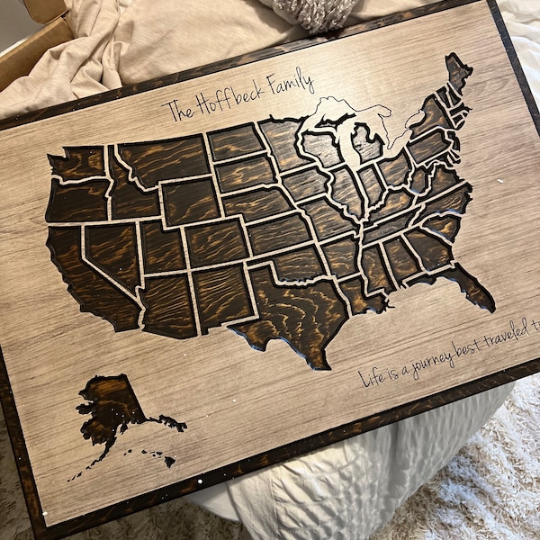 Push Pin Map of the United States, Customized Text US Map to Mark ...
