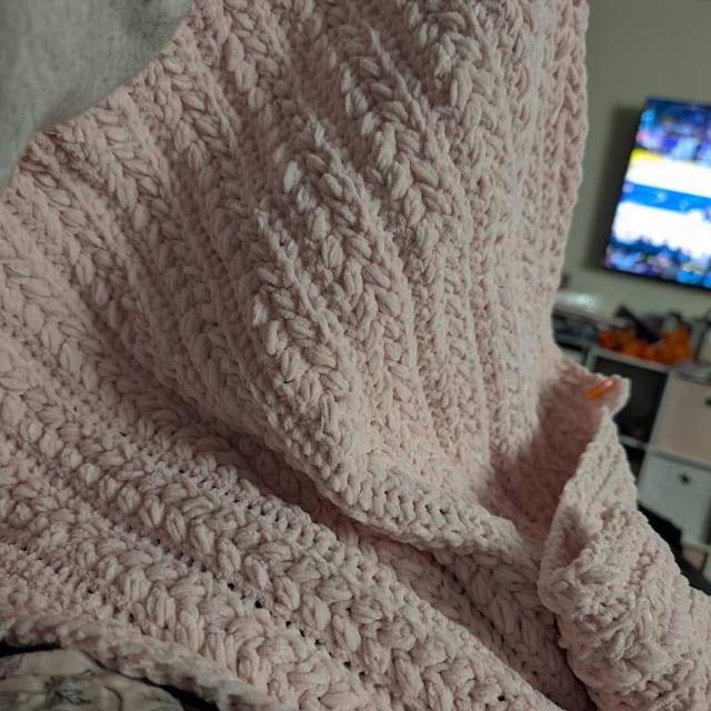 A customer's finished Braided Wheat Stitch Crochet Blanket PDF Pattern