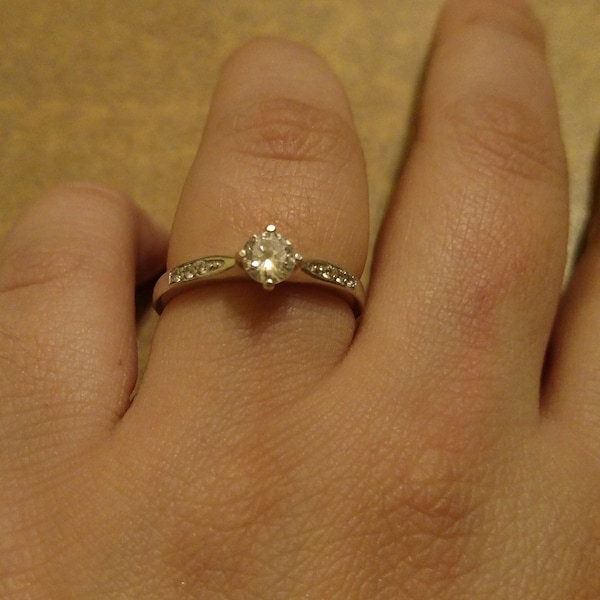 Solitaire Engagement Ring With Man Made Diamond Simulants - Available ...
